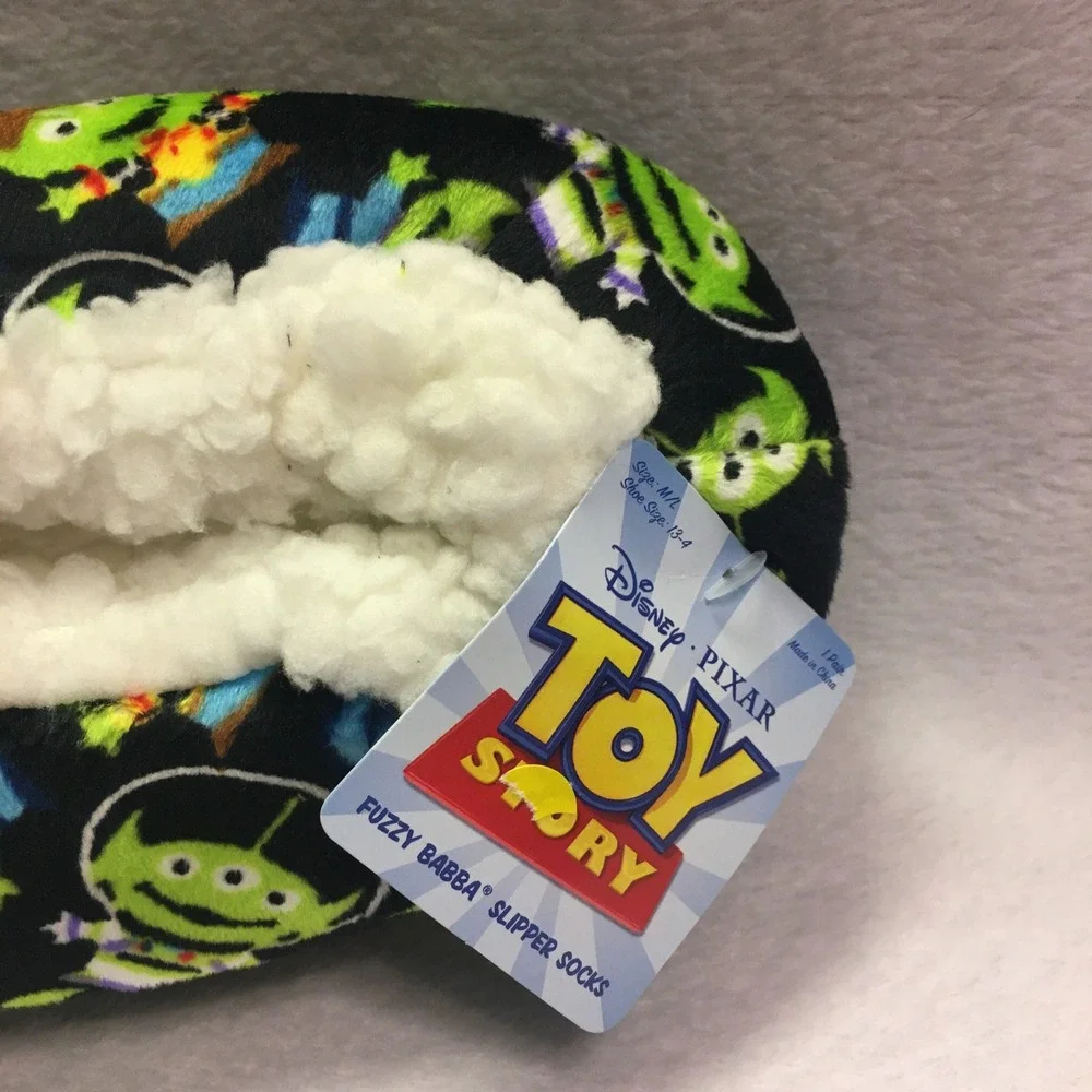 Disney Toy Story‎ Slipper Socks Kids Size M/L 13-4 Black Alien NWT Fuzzy Babba